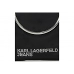 Karl Lagerfeld Party Satin Γυναικείο Τσαντάκι Χειρός Μαύρο, Ασημί