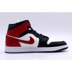 Jordan Air 1 Black Toe Mid Παπούτσια Μαύρα, Λευκά, Κόκκινα