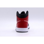 Jordan Air 1 Black Toe Mid Παπούτσια Μαύρα, Λευκά, Κόκκινα