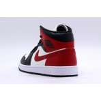 Jordan Air 1 Black Toe Mid Παπούτσια Μαύρα, Λευκά, Κόκκινα