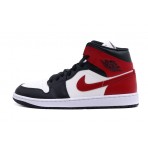 Jordan Air 1 Black Toe Mid Παπούτσια Μαύρα, Λευκά, Κόκκινα