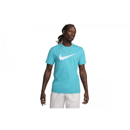 Nike Icon Swoosh Ανδρικό Κοντομάνικο T-Shirt Άκουα, Λευκό