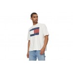 Tommy Jeans Oversized Big Flag Ανδρικό Κοντομάνικο T-Shirt Λευκό