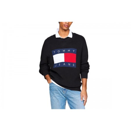 Tommy Jeans DNA Flag Ανδρική Μακρυμάνικη Μπλούζα Μαύρη