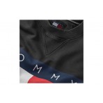 Tommy Jeans Relaxed Big Flag Crew Neck Μακρυμάνικη Μπλούζα Μαύρη