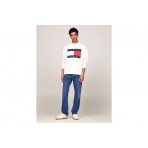 Tommy Jeans Relaxed Big Flag Crew Neck Μακρυμάνικη Μπλούζα Λευκή