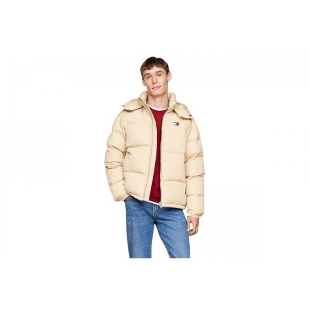 Tommy Jeans Alaska Ανδρικό Puffer Μπουφάν με Κουκούλα Μπεζ