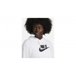 Nike Club Fleece Crop Top Γυναικείο Φούτερ Με Κουκούλα Λευκό