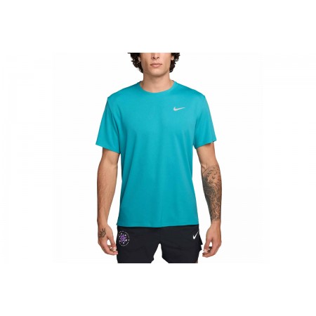 Nike Dri-FIT UV Miler Ανδρικό Κοντομάνικο Αθλητικό T-Shirt Πετρόλ