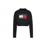 Tommy Jeans Center Flag Sweater Γυναικεία Crop Top Μπλούζα Μαύρη