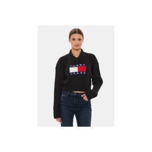 Tommy Jeans Vnck Center Flag Sweater Ext Μπλούζα Πλεκτή Γυναικεία (DW0DW18528 BDS)