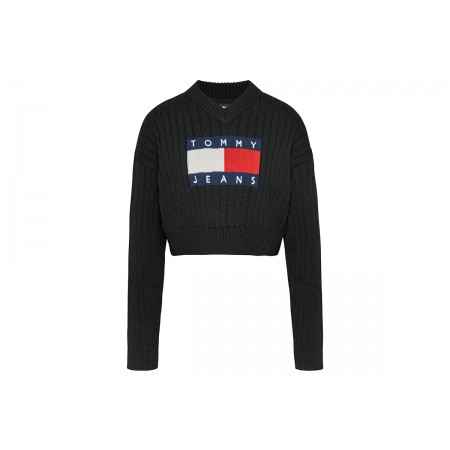 Tommy Jeans Vnck Center Flag Sweater Ext Μπλούζα Πλεκτή Γυναικεία 