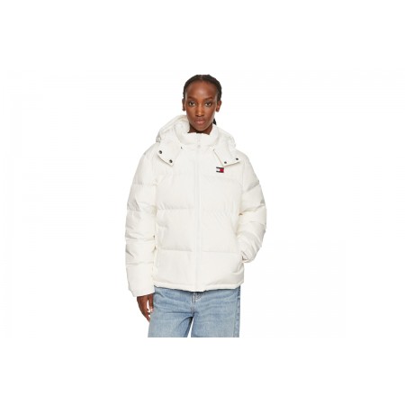 Tommy Jeans Alaska Γυναικείο Puffer Μπουφάν με Κουκούλα Λευκό