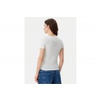 Tommy Jeans Slim V-Neck Γυναικείο Κοντομάνικο T-Shirt Εκρού