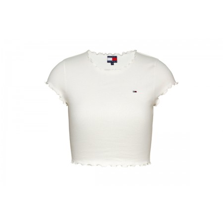 Tommy Jeans Babylock Γυναικείο Κοντομάνικο T-Shirt Λευκό