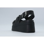 Tommy Jeans Wedge Γυναικεία Σανδάλια Μαύρα