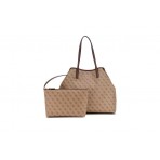 Guess Eco Victtoria Τσάντα Ωμου - Χειρός Fashion (ESG951429 LATTE LOGO-BROWN)