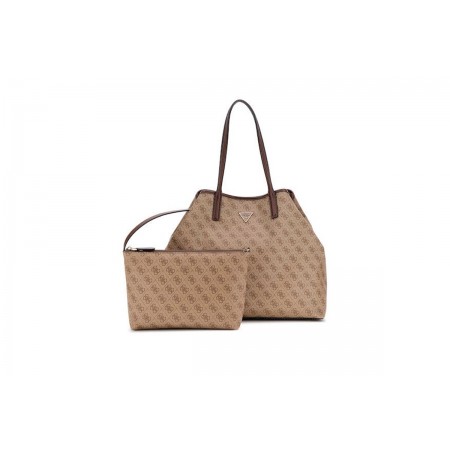 Guess Eco Victtoria Τσάντα Ωμου - Χειρός Fashion (ESG951429 LATTE LOGO-BROWN)