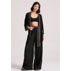 Funky Buddha Γυναικεία Wide Leg Fit Παντελόνα Σε Ζακάρ Ύφανση