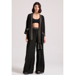 Funky Buddha Γυναικεία Wide Leg Fit Παντελόνα Σε Ζακάρ Ύφανση