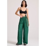 Funky Buddha Γυναικεία Wide Leg Fit Παντελόνα Σε Ζακάρ Ύφανση