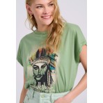 Funky Buddha Γυναικείο Κοντομάνικο T-Shirt Πράσινο