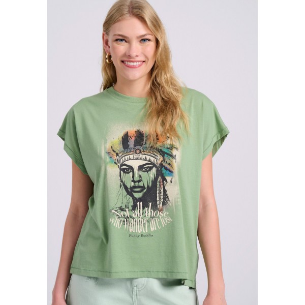 Funky Buddha T-Shirt Γυναικείο (FBL009-110-04-MINERAL-GREEN)