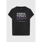 Funky Buddha Γυναικείο Κοντομάνικο T-Shirt Μαύρο, Μωβ, Λευκό