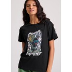 Funky Buddha Γυναικείο Κοντομάνικο T-Shirt Μαύρο