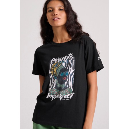 Funky Buddha Γυναικείο Κοντομάνικο T-Shirt Μαύρο