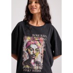 Funky Buddha Γυναικείο Κοντομάνικο T-Shirt Μαύρο