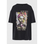 Funky Buddha Γυναικείο Κοντομάνικο T-Shirt Μαύρο