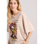 Funky Buddha Γυναικείο Κοντομάνικο T-Shirt Μπεζ