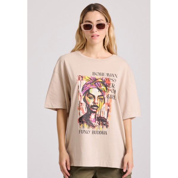 Funky Buddha T-Shirt  Γυναικείο (FBL009-121-04-CHALK)