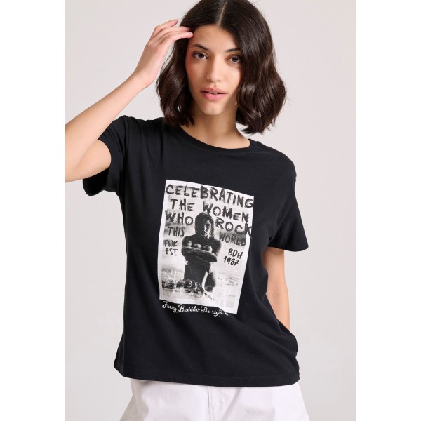 Funky Buddha T-Shirt Γυναικείο (FBL009-124-04-BLACK)