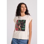 Funky Buddha Γυναικείο Κοντομάνικο T-Shirt Εκρού