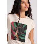 Funky Buddha Γυναικείο Κοντομάνικο T-Shirt Εκρού