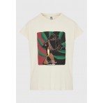 Funky Buddha Γυναικείο Κοντομάνικο T-Shirt Εκρού