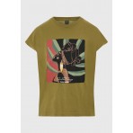 Funky Buddha Γυναικείο Κοντομάνικο T-Shirt Χακί