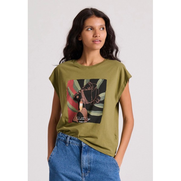 Funky Buddha T-Shirt Γυναικείο (FBL009-129-04-OLIVE-BRANCH)