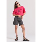 Funky Buddha T-Shirt Γυναικείο (FBL009-139-04-BRIGHT-ROSE)