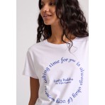 Funky Buddha Γυναικείο Κοντομάνικο T-Shirt Λευκό, Μπλε