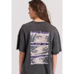 Funky Buddha Γυναικείο Κοντομάνικο T-Shirt Ανθρακί, Μπεζ, Μωβ