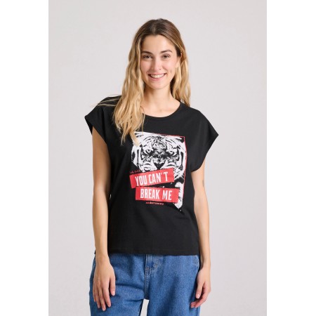 Funky Buddha Γυναικείο Κοντομάνικο T-Shirt Μαύρο