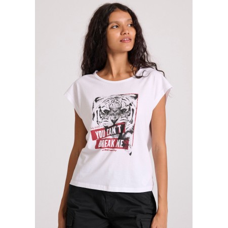 Funky Buddha Γυναικείο Κοντομάνικο T-Shirt Λευκό