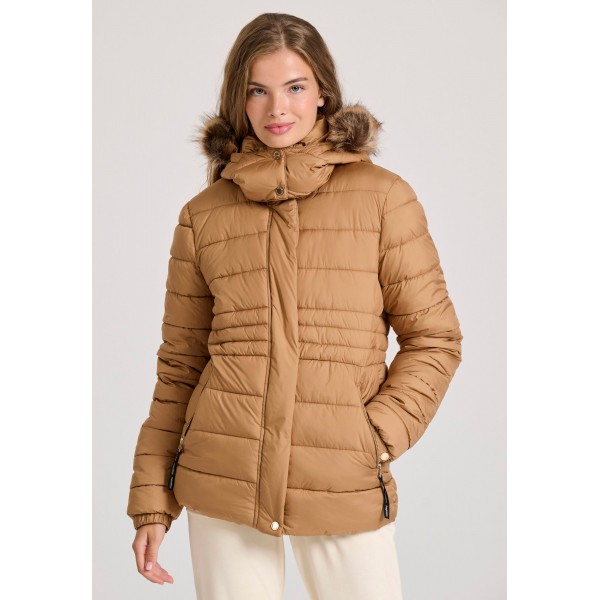 Funky Buddha Μπουφάν Puffer Γυναικείο (FBL010-100-01-CAMEL)