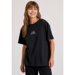 Funky Buddha Γυναικείο Κοντομάνικο T-Shirt Μαύρο