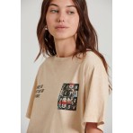 Funky Buddha Γυναικείο Κοντομάνικο T-Shirt Μπεζ