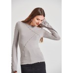 Funky Buddha Γυναικεία Μπλούζα Μακρύ Μανίκι (FBL010-102-07-GREY)