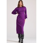 Funky Buddha Γυναικείο Πλεκτό Φόρεμα Μίντι (FBL010-103-13-PURPLE)